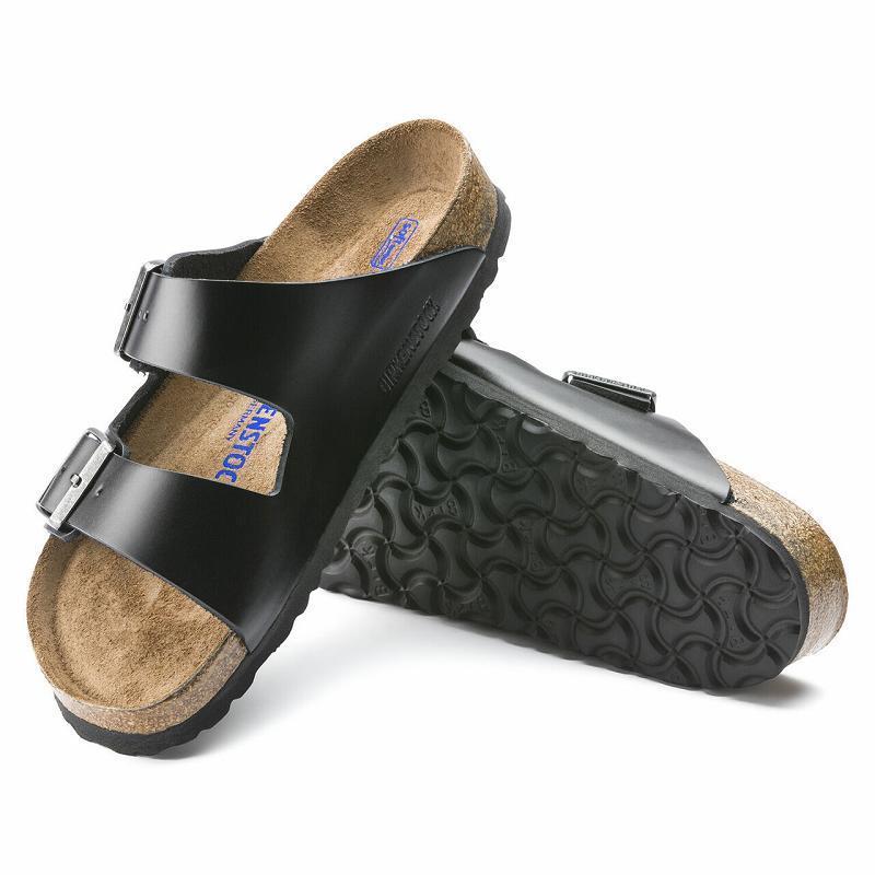 Birkenstock Soft Footbed Amalfi Læder Arizona Dame Sort | DK 67BEX